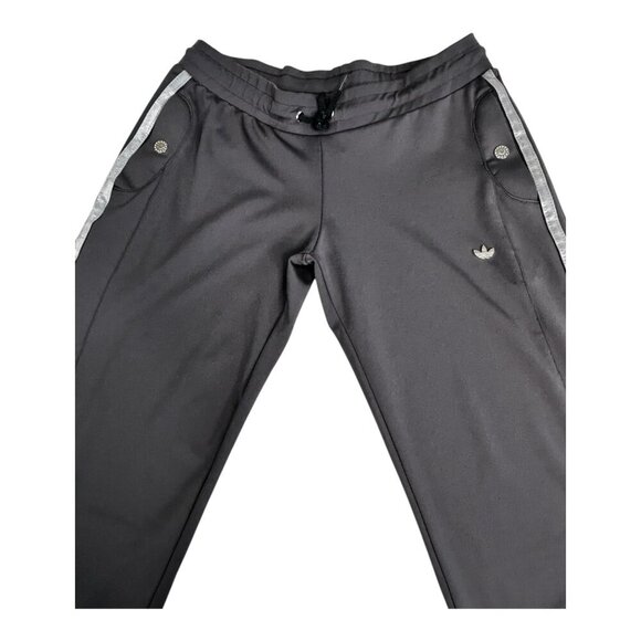 Rare Adidas 3 Stripe Men's Gray Track Pants with Silver Symbol and Buttons SZ L - Picture 1 of 11